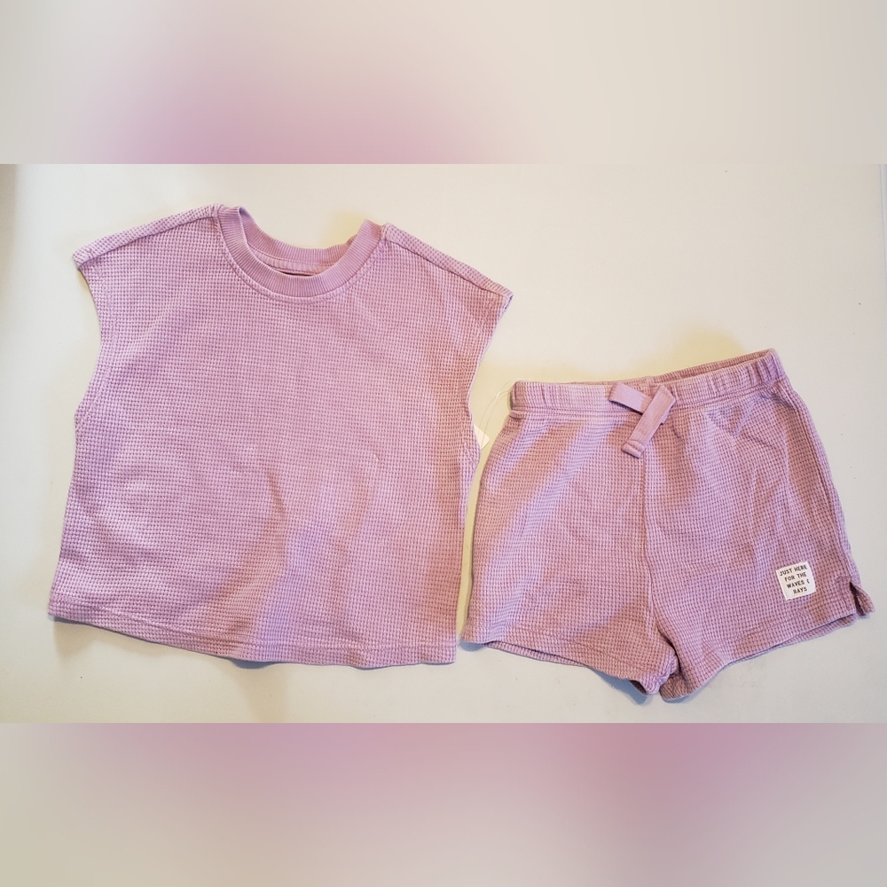 Kids Lavender Waffle Knit Set